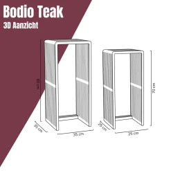 Zuilen set teak latjes zwart - Bodio Teak Slats