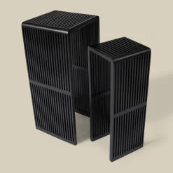 Zuilen set teak latjes zwart - Bodio Teak Slats