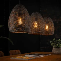 Zwart-bruine hanglamp met ovale kappen - Santa Armor
