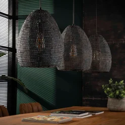 Zwart-bruine hanglamp met ovale kappen - Santa Armor