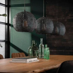 Zwart-bruine hanglamp met ronde kappen - Santa Armor