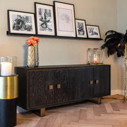 Zwart dressoir met goud - Richmond Interiors Hunter