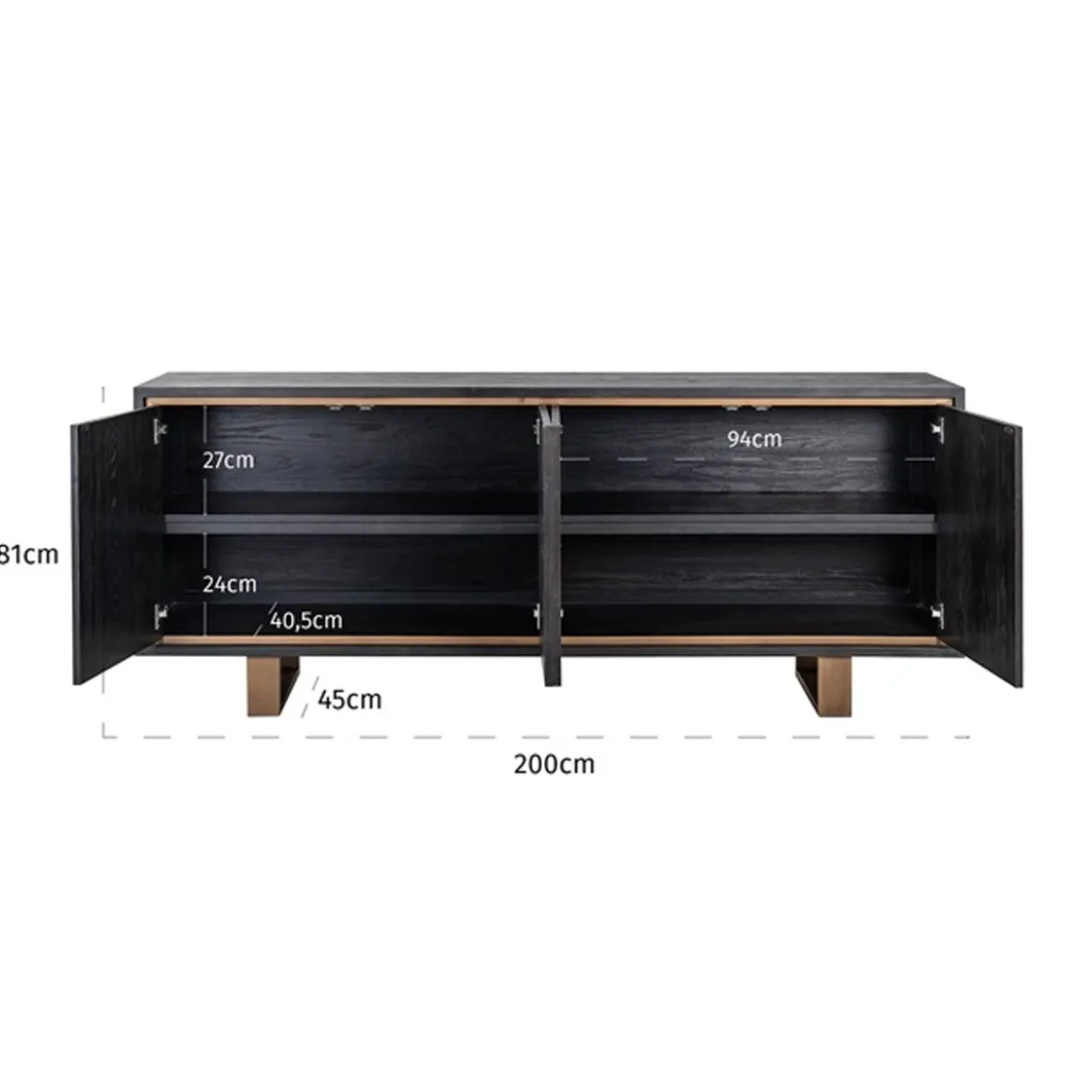 Zwart dressoir met goud - Richmond Interiors Hunter