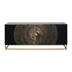 Zwart dressoir met houtsnijwerk - Kare Design Madeira Dark