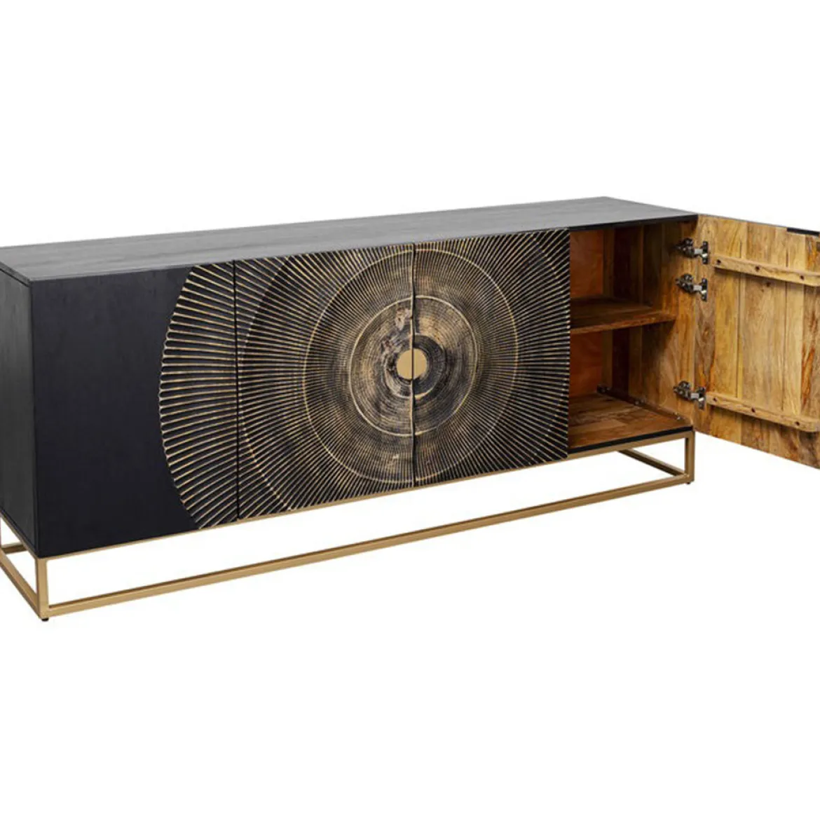 Zwart dressoir met houtsnijwerk - Kare Design Madeira Dark