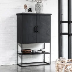 Zwarte bergkast teak Small - DTP Home Timeless Black Beam