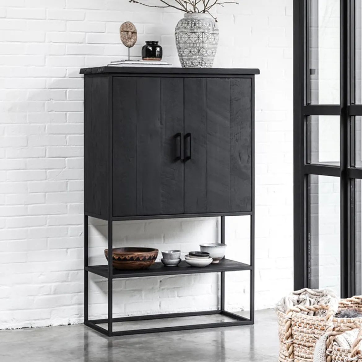 Zwarte bergkast teak Small - DTP Home Timeless Black Beam