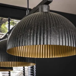Zwarte eettafel hanglamp ribbels - Santa Ribbel