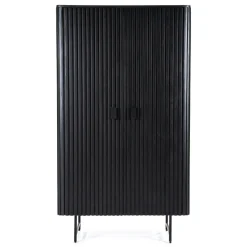 Zwarte retro kast met houten latjes - Eleonora Remi