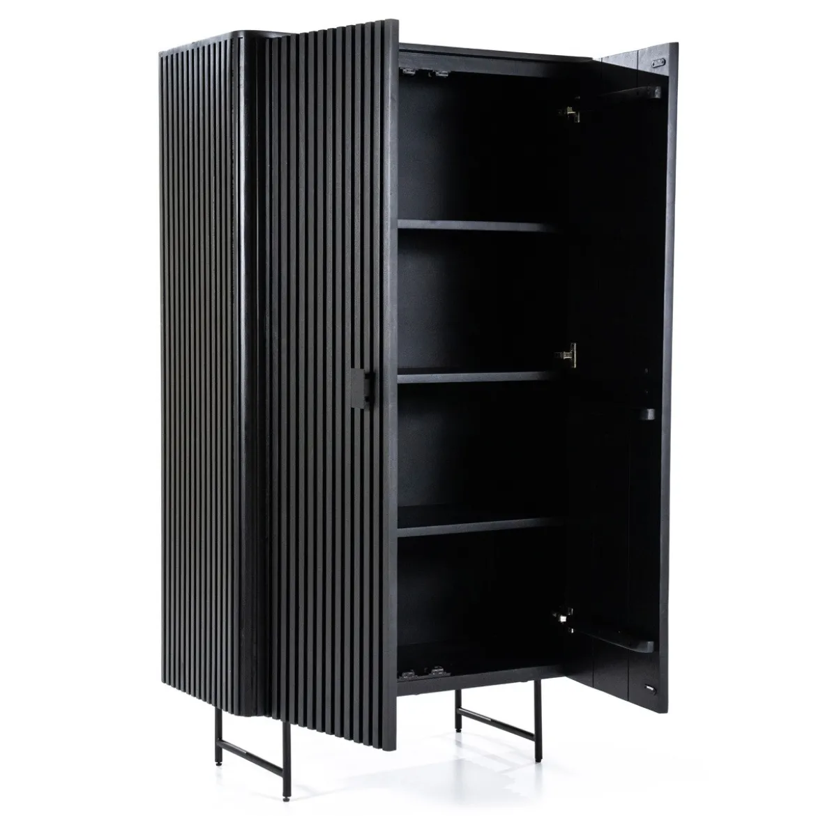 Zwarte retro kast met houten latjes - Eleonora Remi