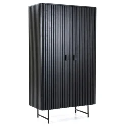 Zwarte retro kast met houten latjes - Eleonora Remi