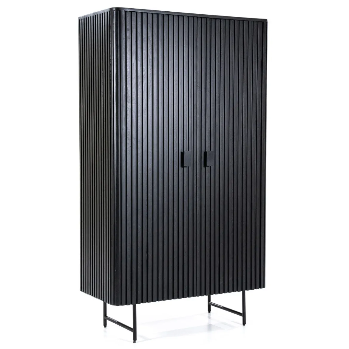 Zwarte retro kast met houten latjes - Eleonora Remi