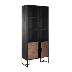 Zwarte vitrinekast visgraat - DTP Home Criss Cross