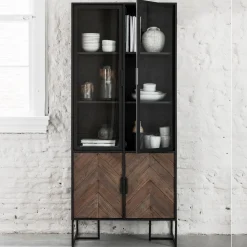 Zwarte vitrinekast visgraat - DTP Home Criss Cross