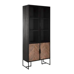 Zwarte vitrinekast visgraat - DTP Home Criss Cross