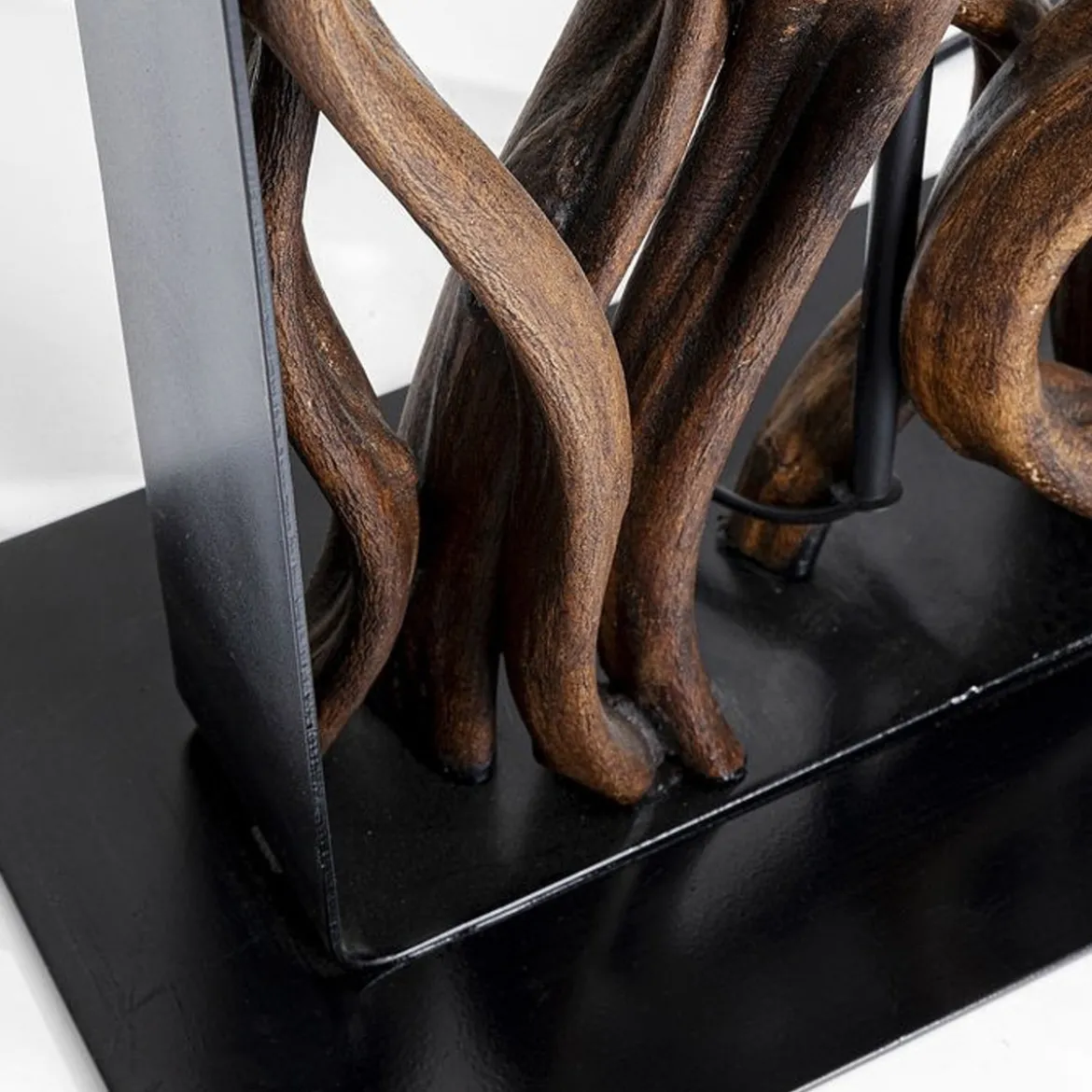 Zwarte vloerlamp met hout - Kare Design Nature Wave