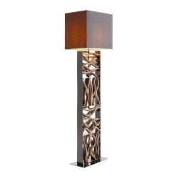 Zwarte vloerlamp met hout - Kare Design Nature Wave