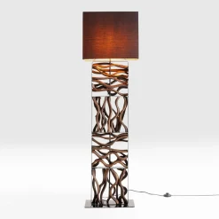 Zwarte vloerlamp met hout - Kare Design Nature Wave