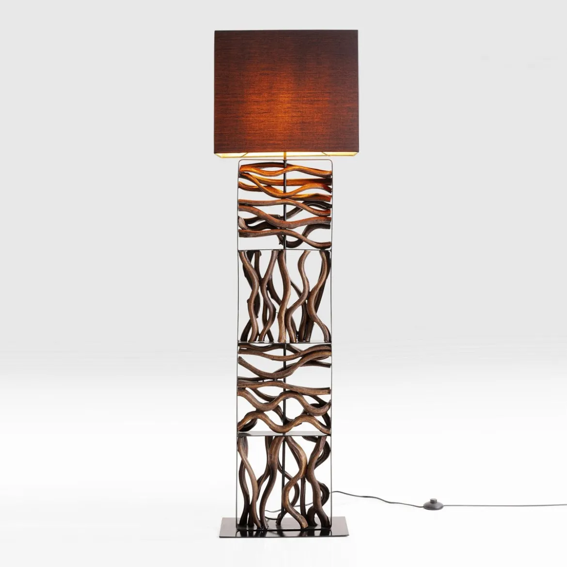 Zwarte vloerlamp met hout - Kare Design Nature Wave
