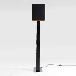 Zwarte vloerlamp met hout - Kare Design Nature Wave