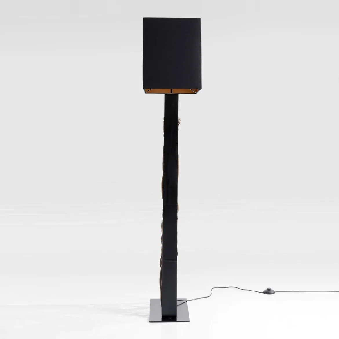 Zwarte vloerlamp met hout - Kare Design Nature Wave