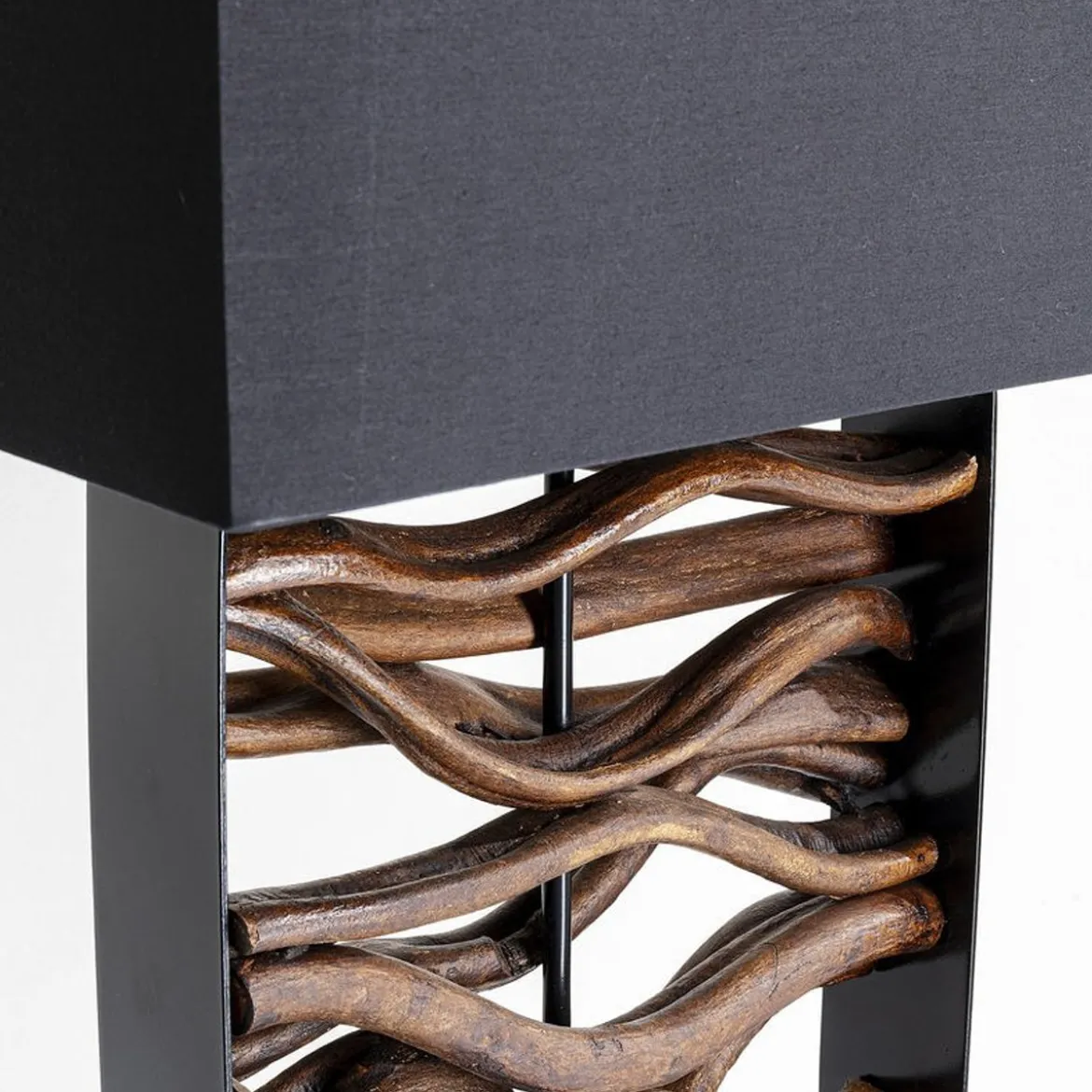 Zwarte vloerlamp met hout - Kare Design Nature Wave