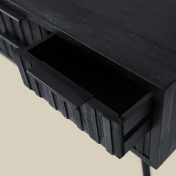 Zwarte wandtafel teak latjes - Bodio Teak Slats
