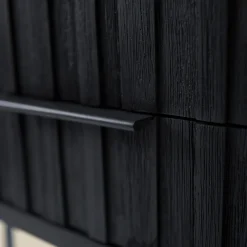 Zwarte wandtafel teak latjes - Bodio Teak Slats