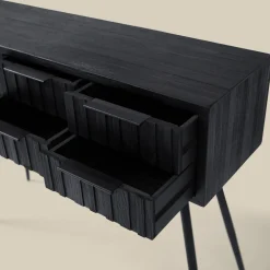 Zwarte wandtafel teak latjes - Bodio Teak Slats