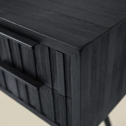 Zwarte wandtafel teak latjes - Bodio Teak Slats