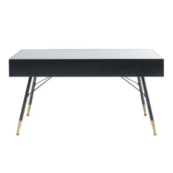 Zwart metalen bureau ribbelglas - Kare Design Gomera