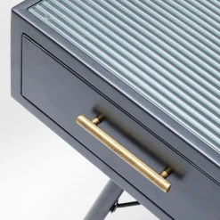 Zwart metalen bureau ribbelglas - Kare Design Gomera