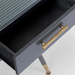 Zwart metalen bureau ribbelglas - Kare Design Gomera
