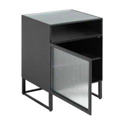 Zwart nachtkastje ribbelglas - Kave Home Trixie