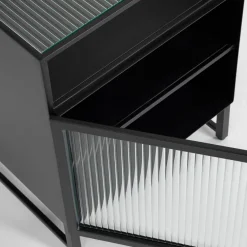 Zwart nachtkastje ribbelglas - Kave Home Trixie