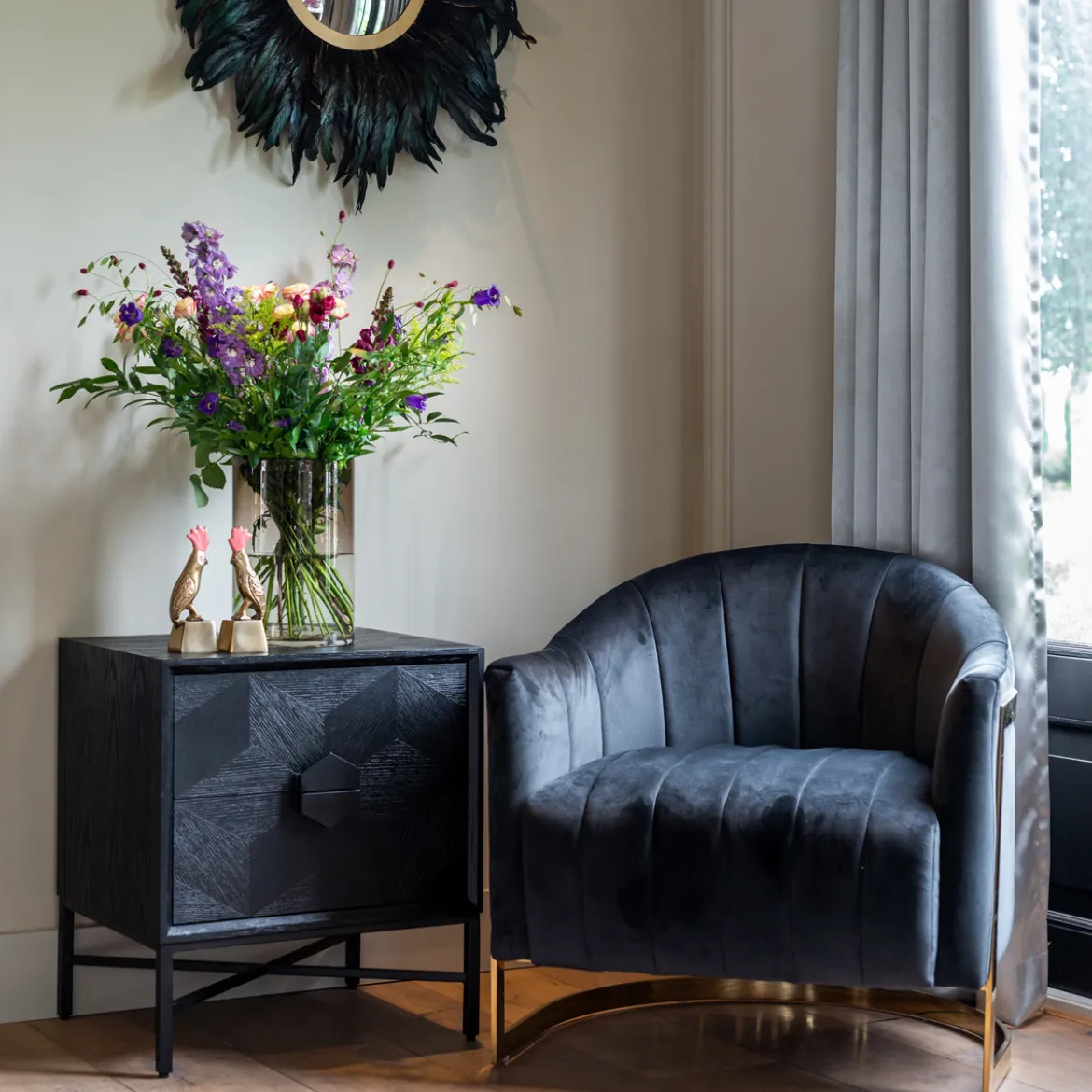 Zwart nachtkastje van hout - Richmond Interiors Blax