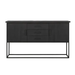 Zwart teak dressoir industrieel design - DTP Home Timeless Back Beam