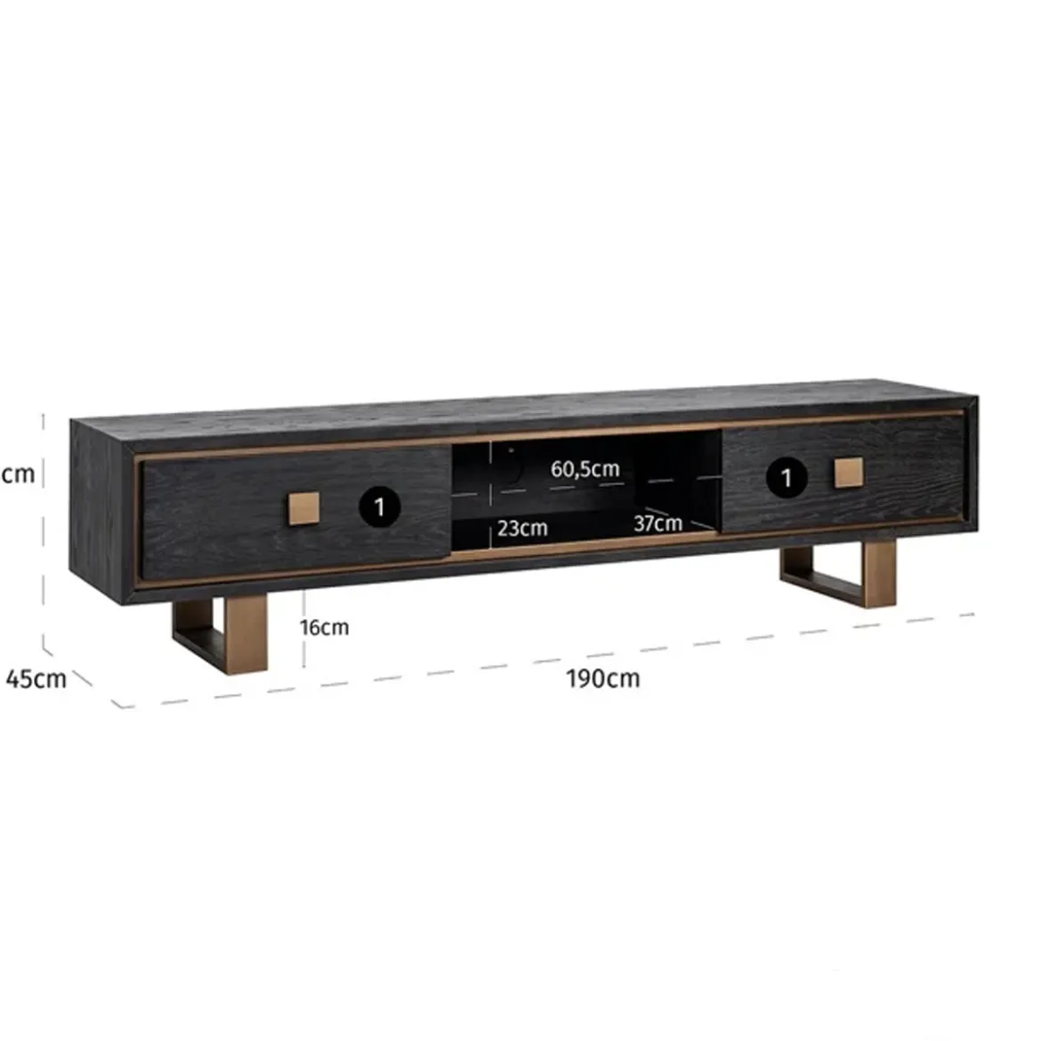 Zwart tv-meubel met goud - Richmond Interiors Hunter