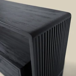 Zwart tv-meubel teak latjes - Bodio Teak Slats