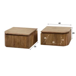 Zwevende nachtkastjes ribbels set van 2 - Giani Wave Set van 2