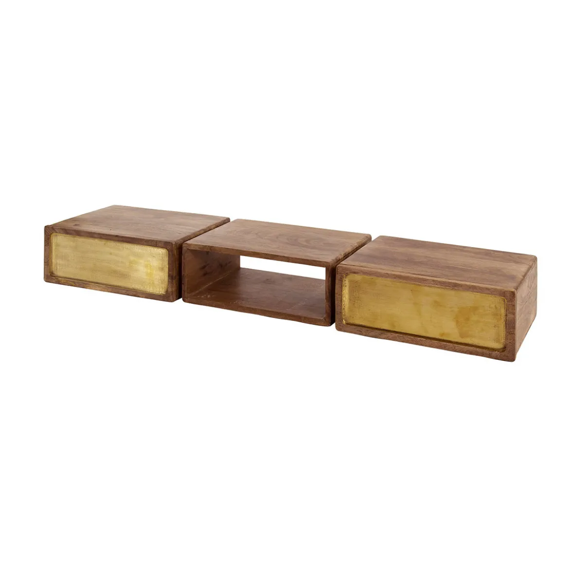 Zwevende sidetable mangohout en goud - Giani Brass