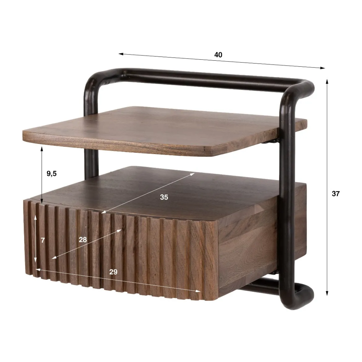 Zwevend nachtkastje acacia - Giani Linea