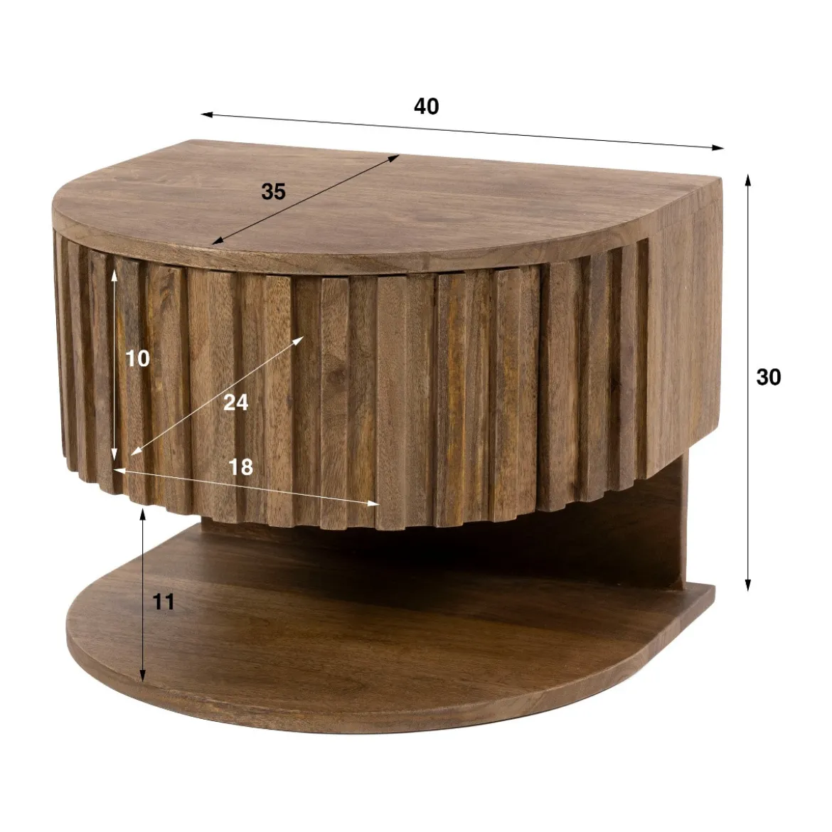Zwevend nachtkastje hout met legplank - Giani Ridge