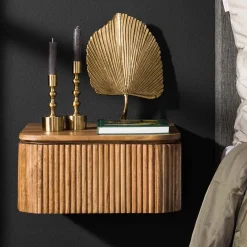 Zwevend nachtkastje hout ribbels - Giani Wave